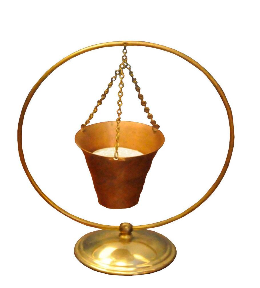 Scandinavian copper and brass candle holder