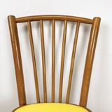 60s blond wood and yellow vinyl bistro chair
