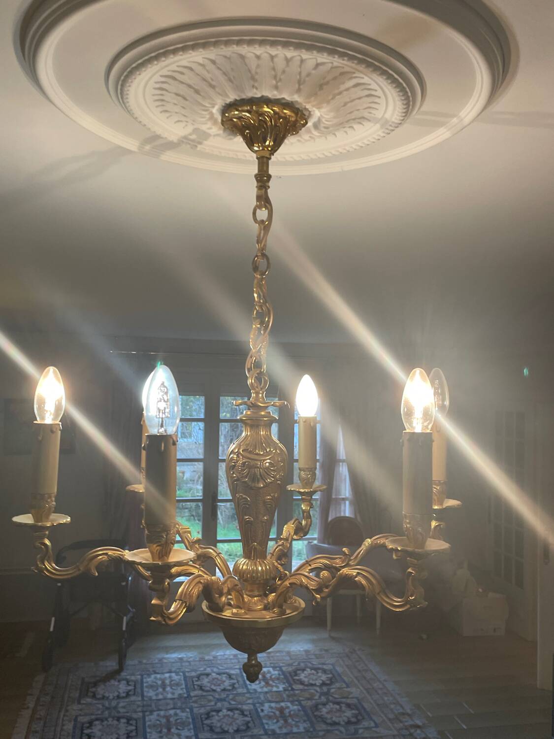 Golden bronze chandelier