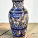 Antique baluster vase in Gien earthenware with blue Renaissance decoration - H: 26 cm