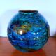 Lacquer vase on glass Jean Noël Bouillet 70s