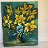 Painting bouquet of flowers oil on canvas signed
