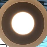 German pendant lamp in aluminium and glass from the Mid-Century space by Doria, 1960s.