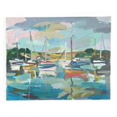 Huile sur toile port aux voiliers