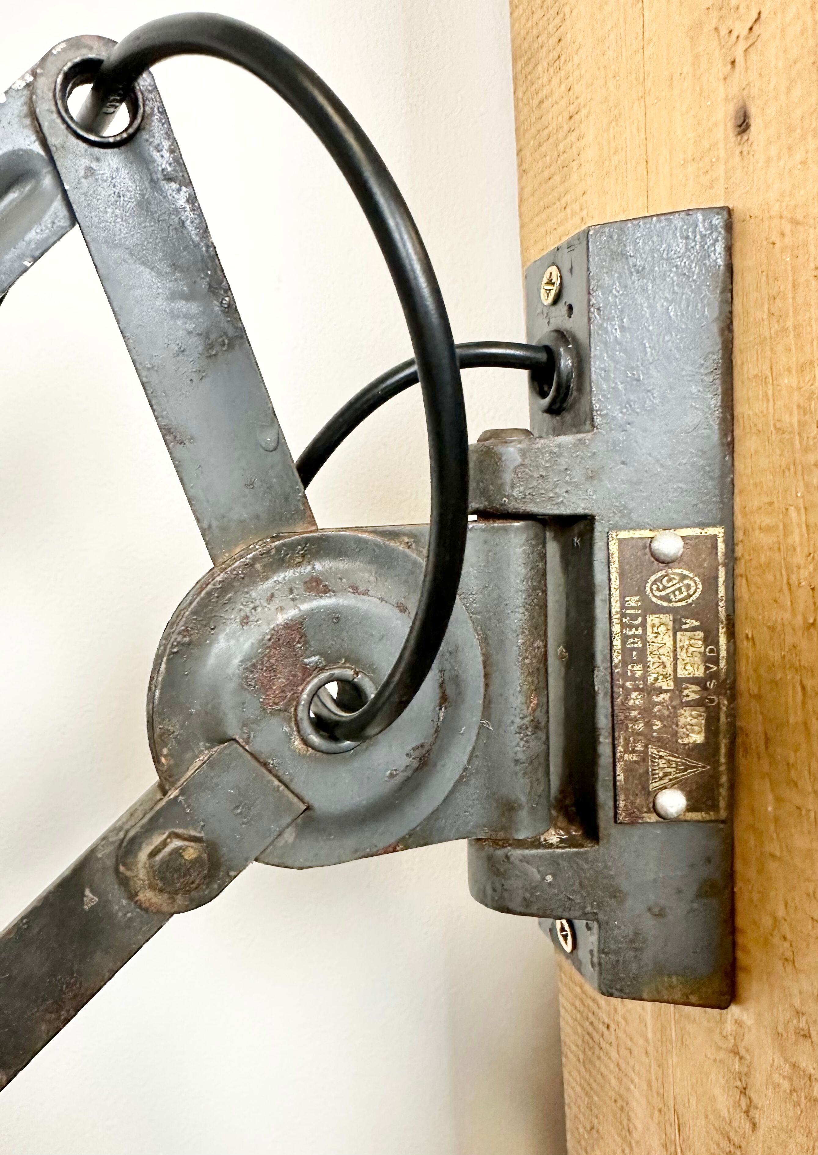 Grey Industrial Scissor Wall Lamp from Elektroinstala, 1960s