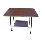 Table d'appoint ou desserte vintage plateau formica couleur bois