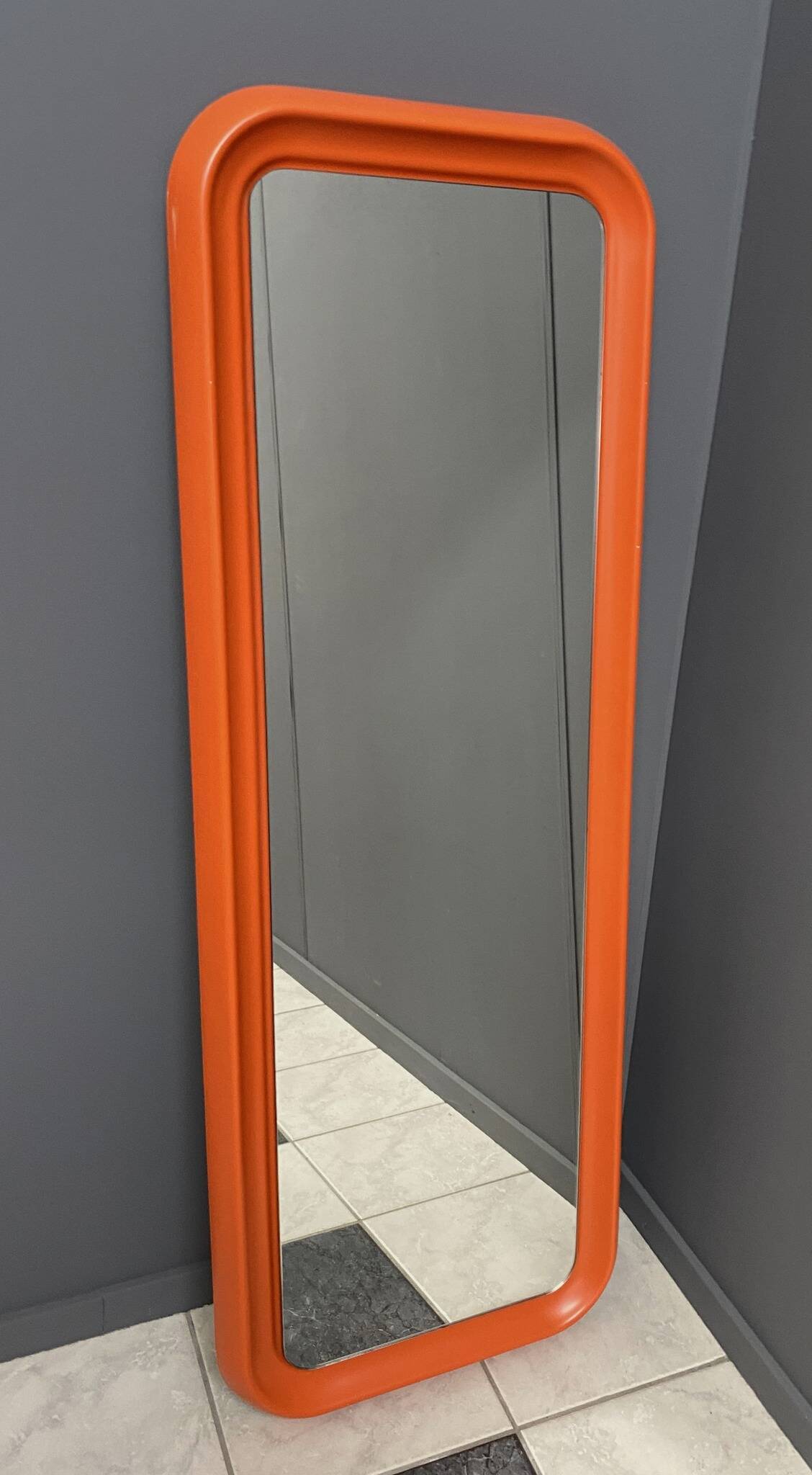 XXL orange Quadro mirror by Schönbuch 1970s