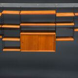 Modular Teak Wall Shelf by Nils Strinning for String, 1960s, Set of 29