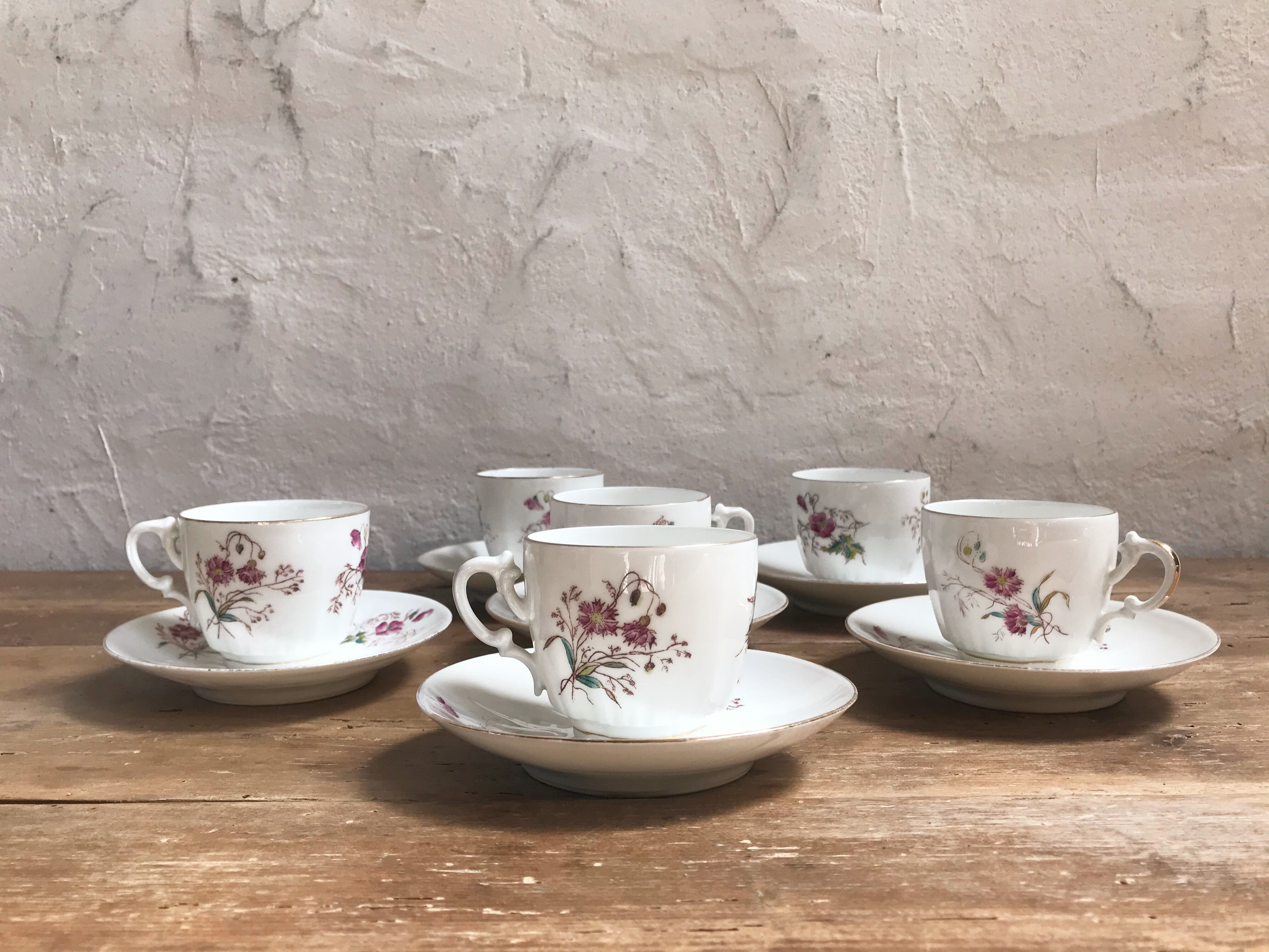 Six old porcelain coffee cups