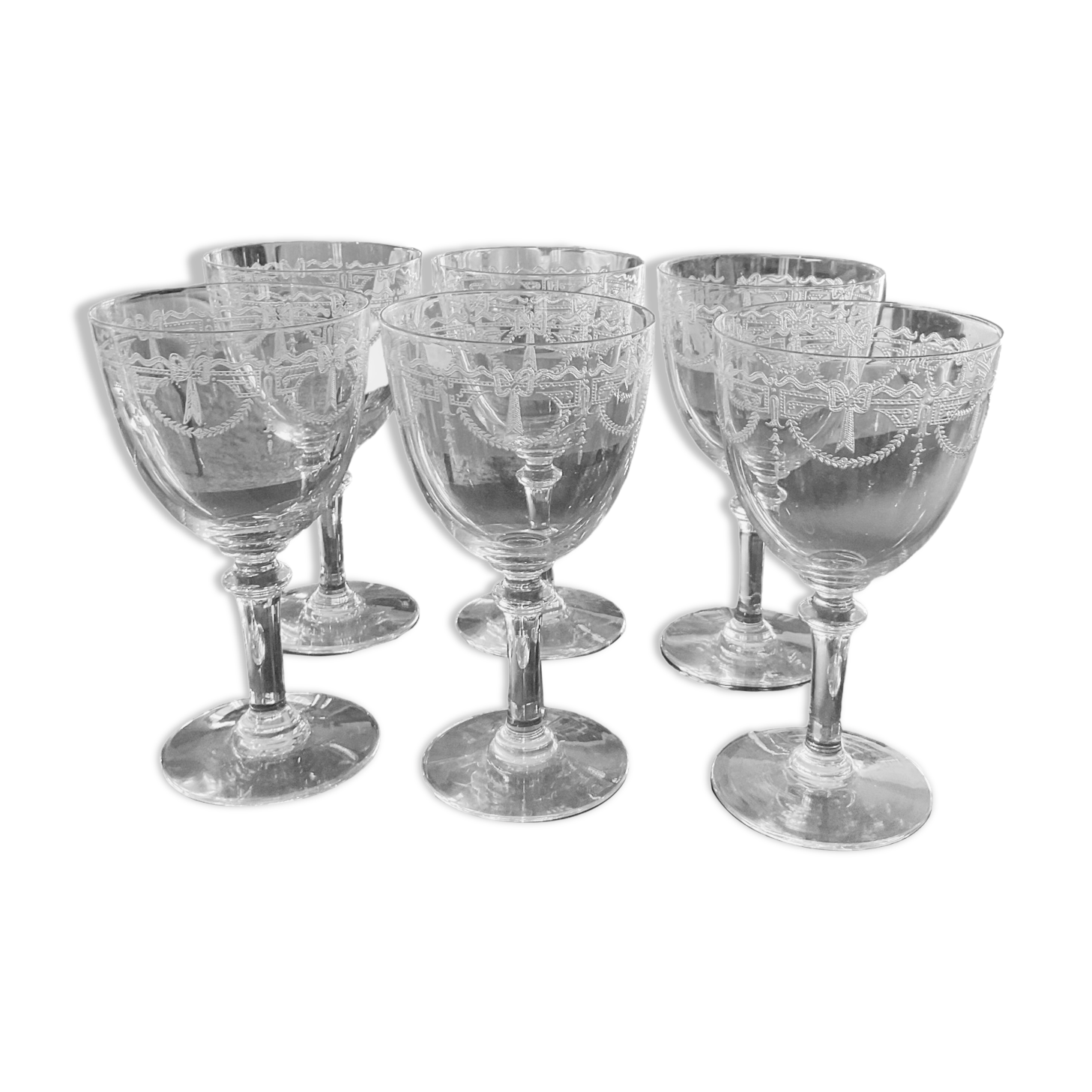 6 wine glasses. Saint Louis crystal, millet model