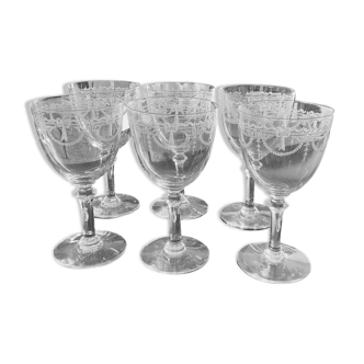 6 wine glasses. Saint Louis crystal, millet model
