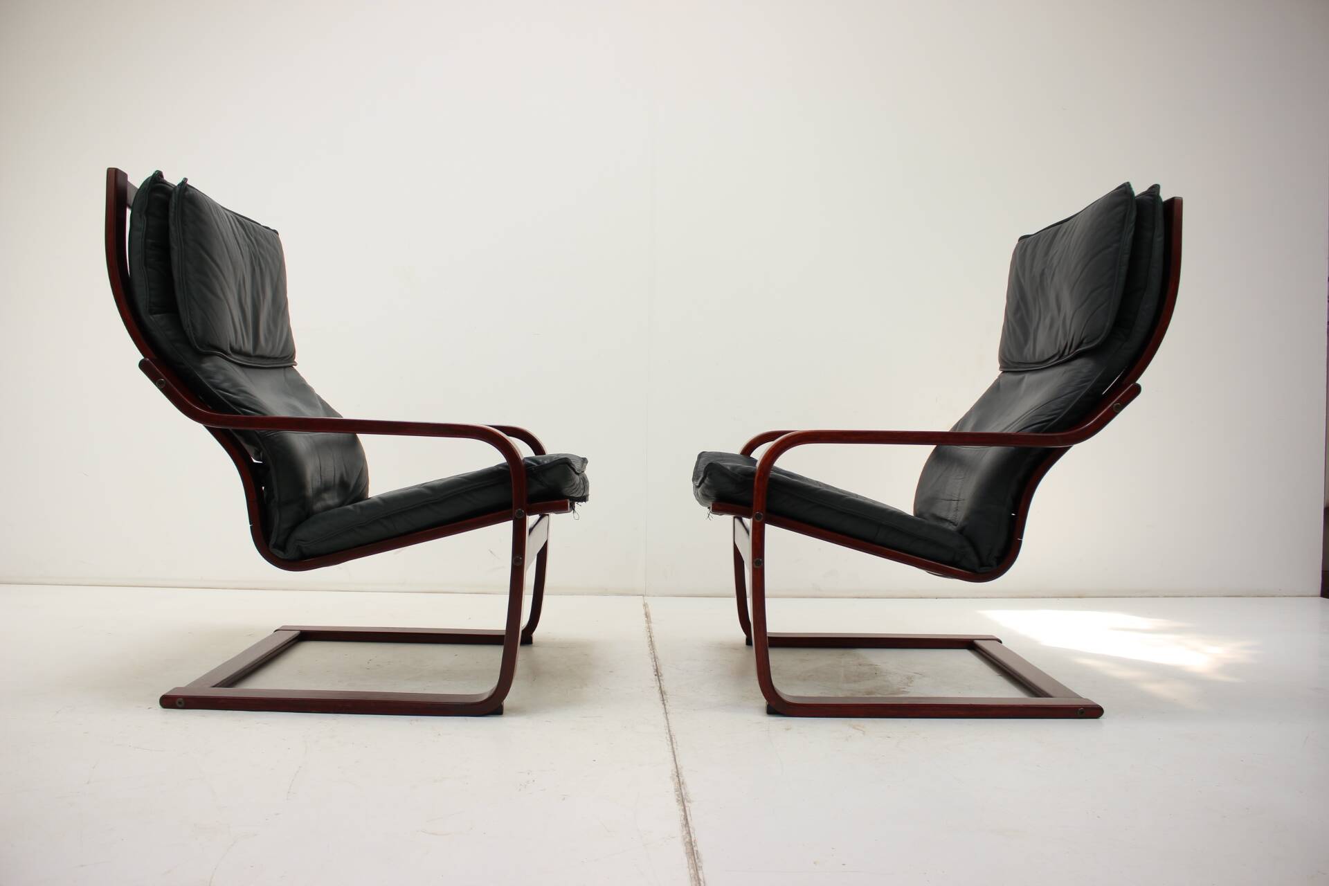 Set of Two Leather Armchairs by IKEA, Sweden, 1980's