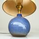 Lampe vintage en grès céramique bleu lavande - abat-jour fleurs séchées
