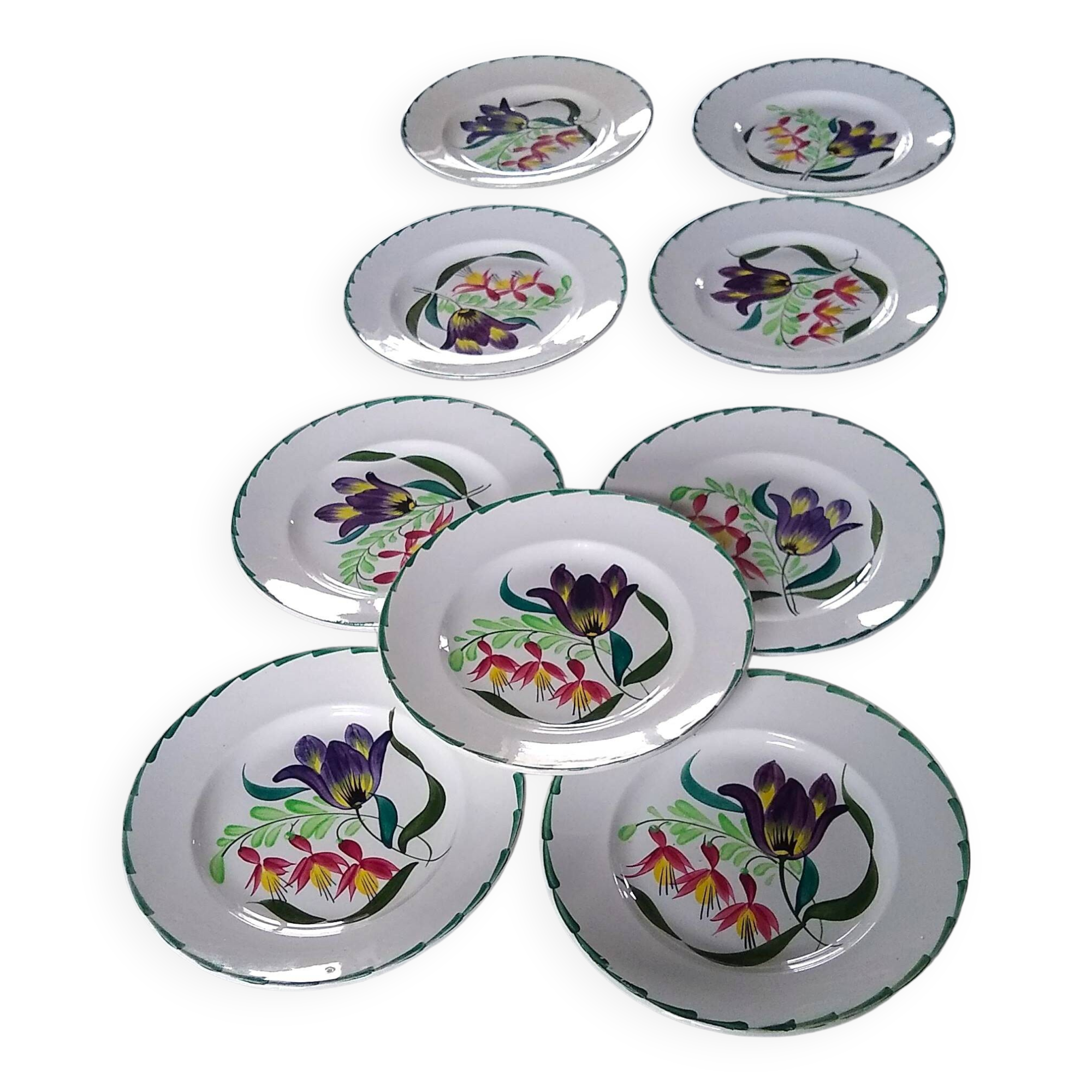 Dessert plates Terre de fer St Amand and Hamage Nord - Hand painted