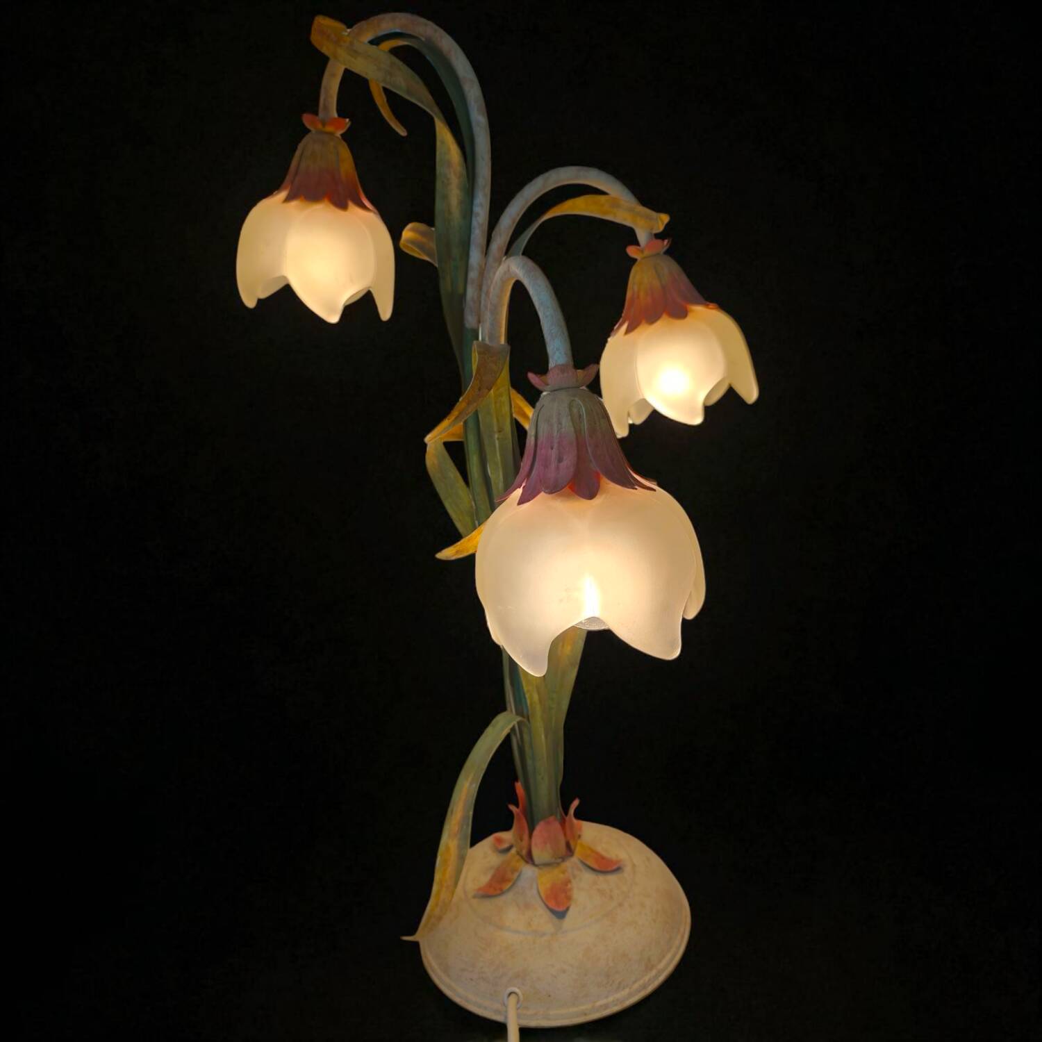 Vintage Late 20th Century Italian Floral Table Lamp - Art Nouveau