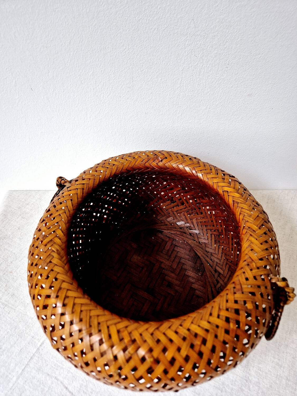 Japanese Style Bamboo/Rattan Woven Basket - Vintage