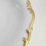 Antique shallow dish in gilded porcelain, Tirschenreuth, Bavaria, late 19th century.