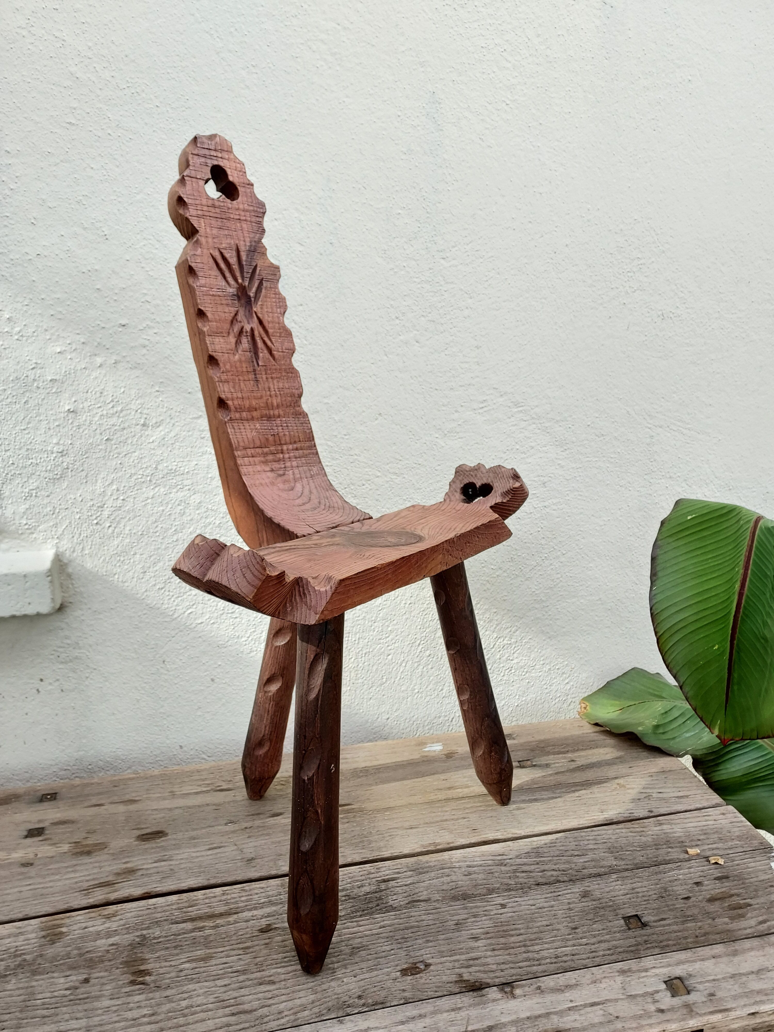 Brutalist chair tripod arts and crafts