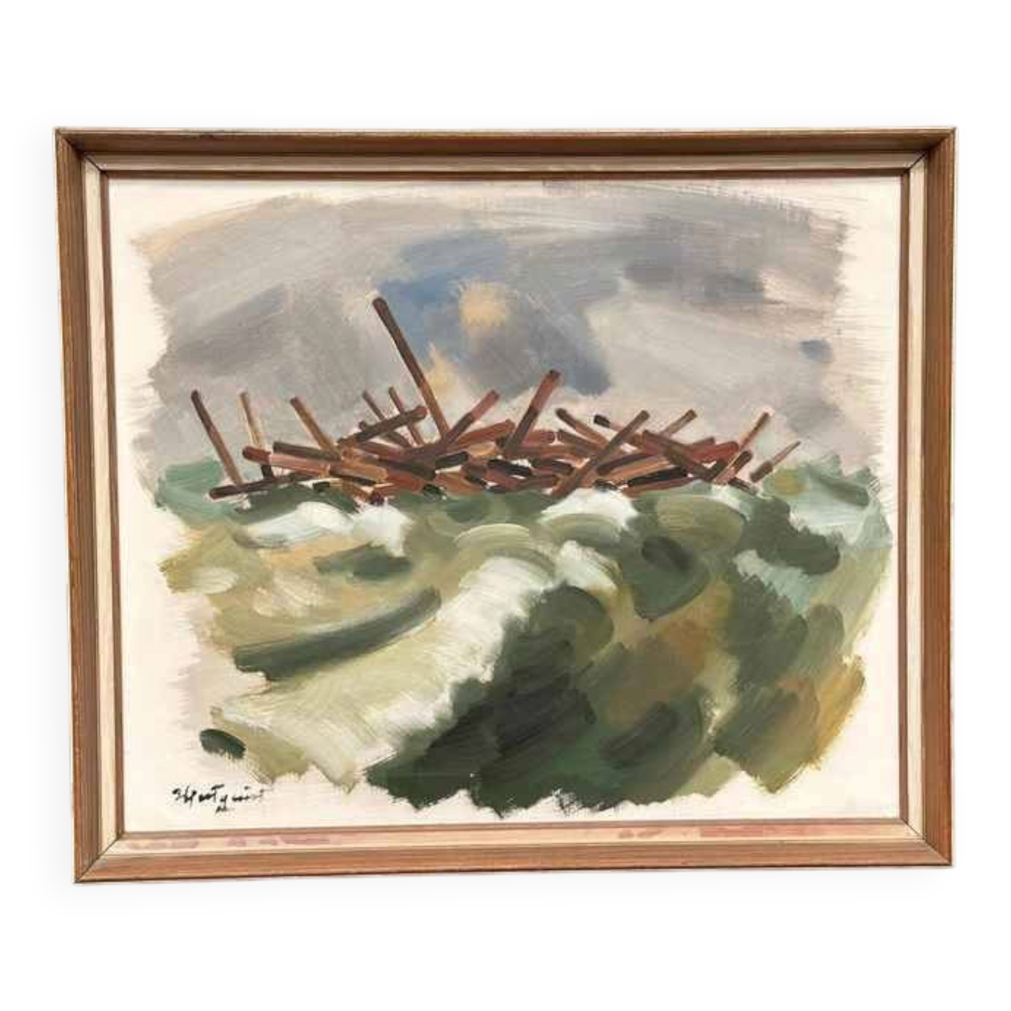 Huile sur toile originale suédoise – « Forêts » par Ivar Hjertqvist – Vintage et encadrée