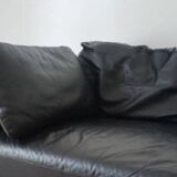 Black leather sofa