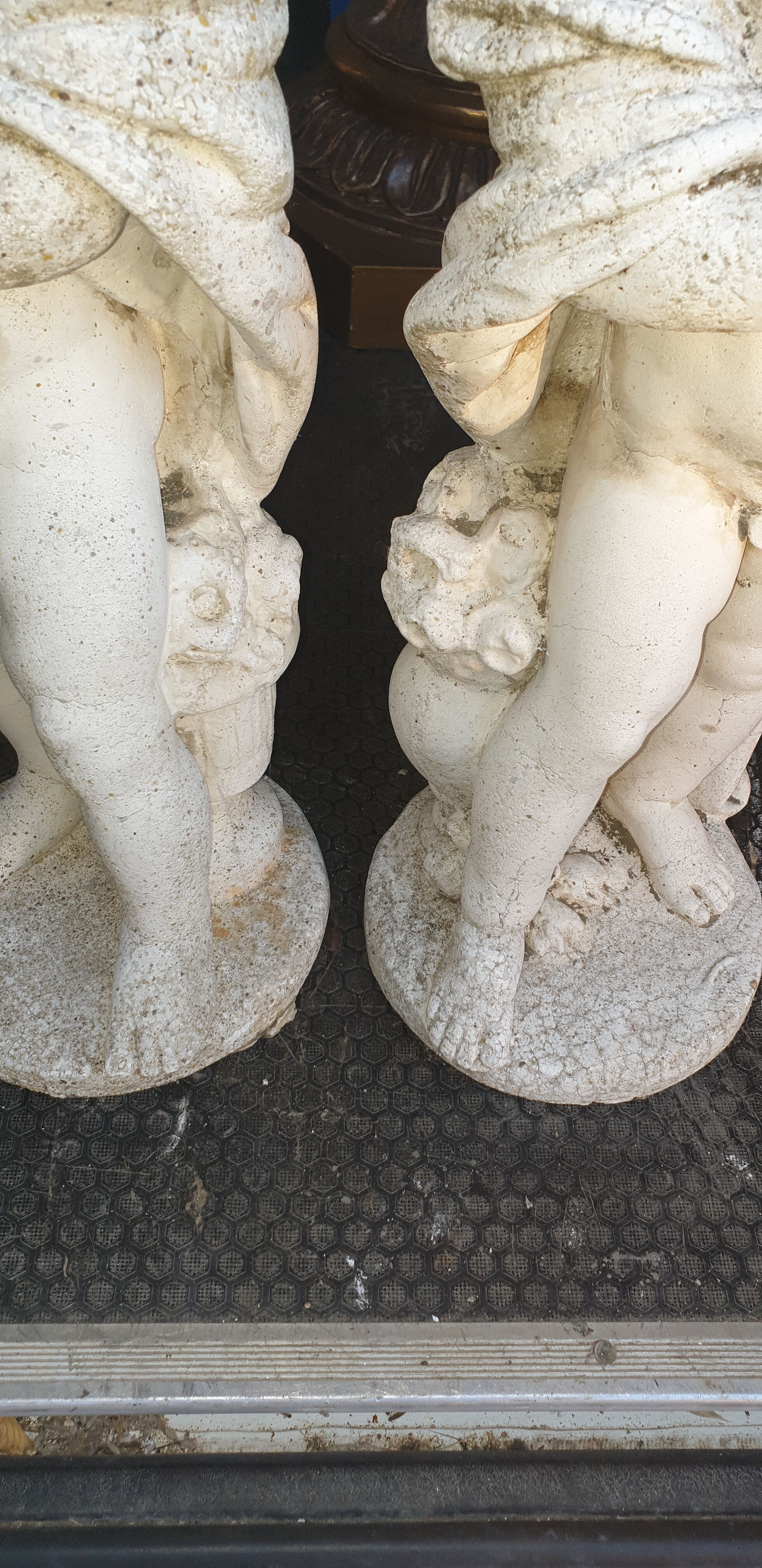 Pair of cherub garden statues reconstituted stone