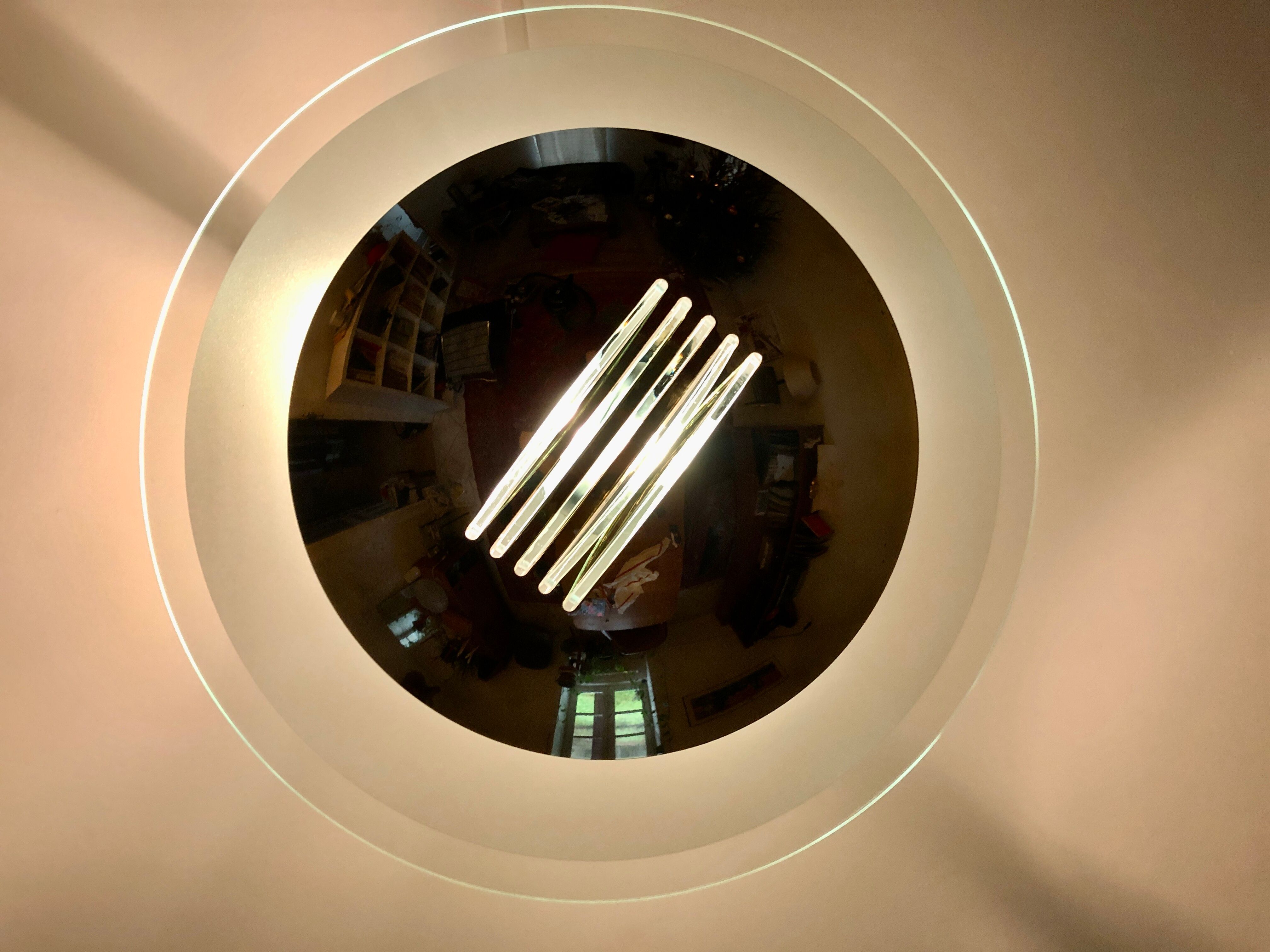 Suspension in gilded brass, Italian design from the 1970s.