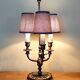three-light candelabra lamp in metal and gilded brass, bouillotte lamp