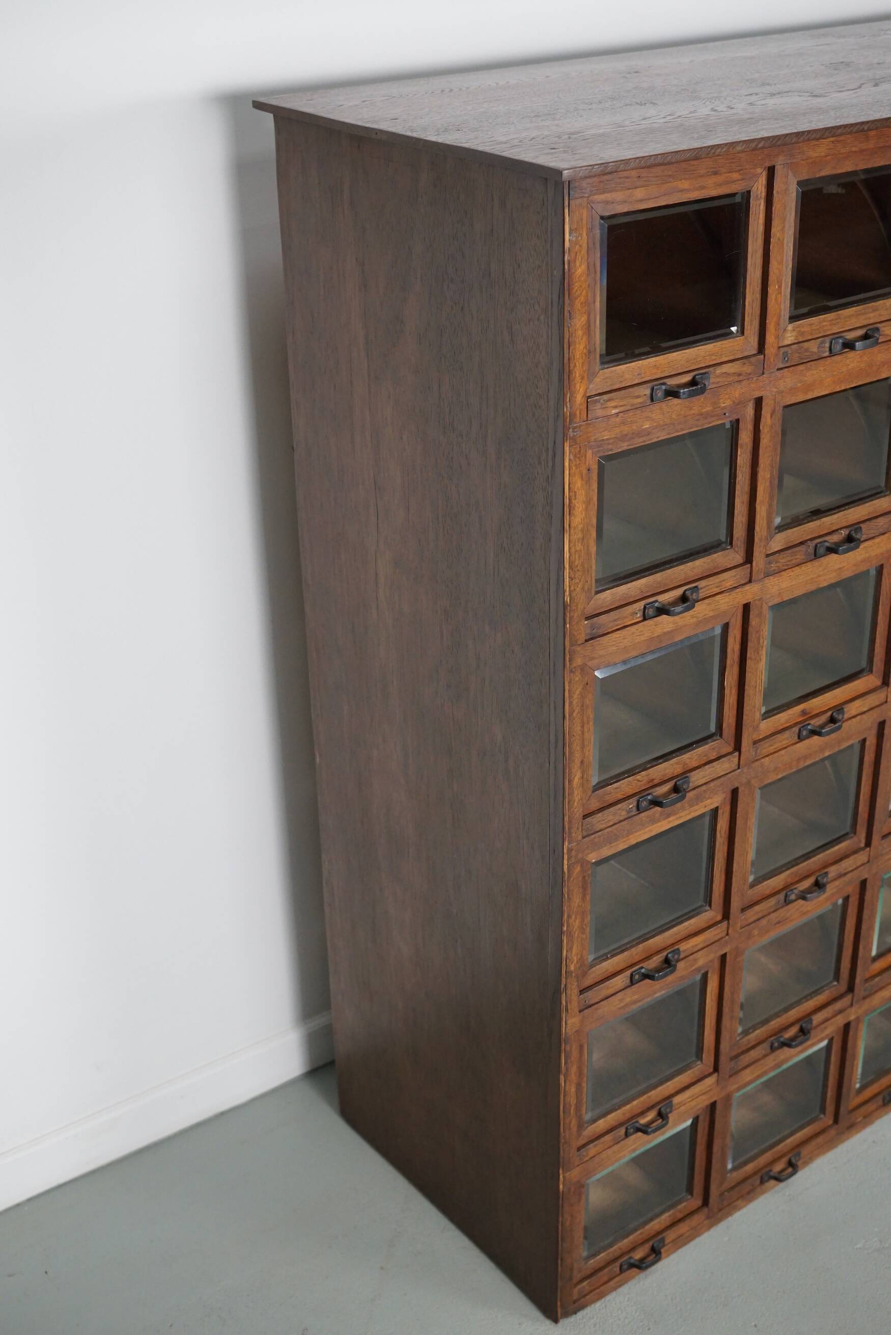 Antique German Oak Haberdashery Shop Cabinet, 1920/30s