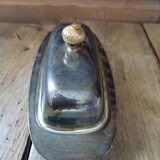 Butter dish silver metal cup glass acorn gilded