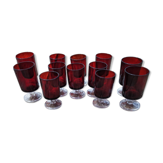 Lot de12 verres sur pied  vintage