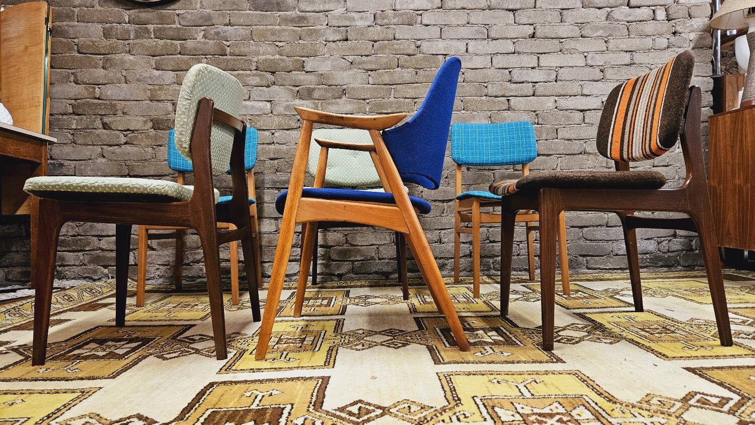 Set of 6 mismatched 1960s Scandinavian chairs