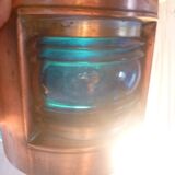 lantern lantern in copper and blue curved glass nautical object