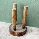 Brutalist tripod stool, raw wood