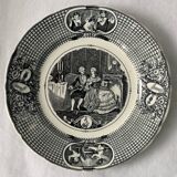 6 black dessert plates Old and Johnston Bordeaux 19th century astrology