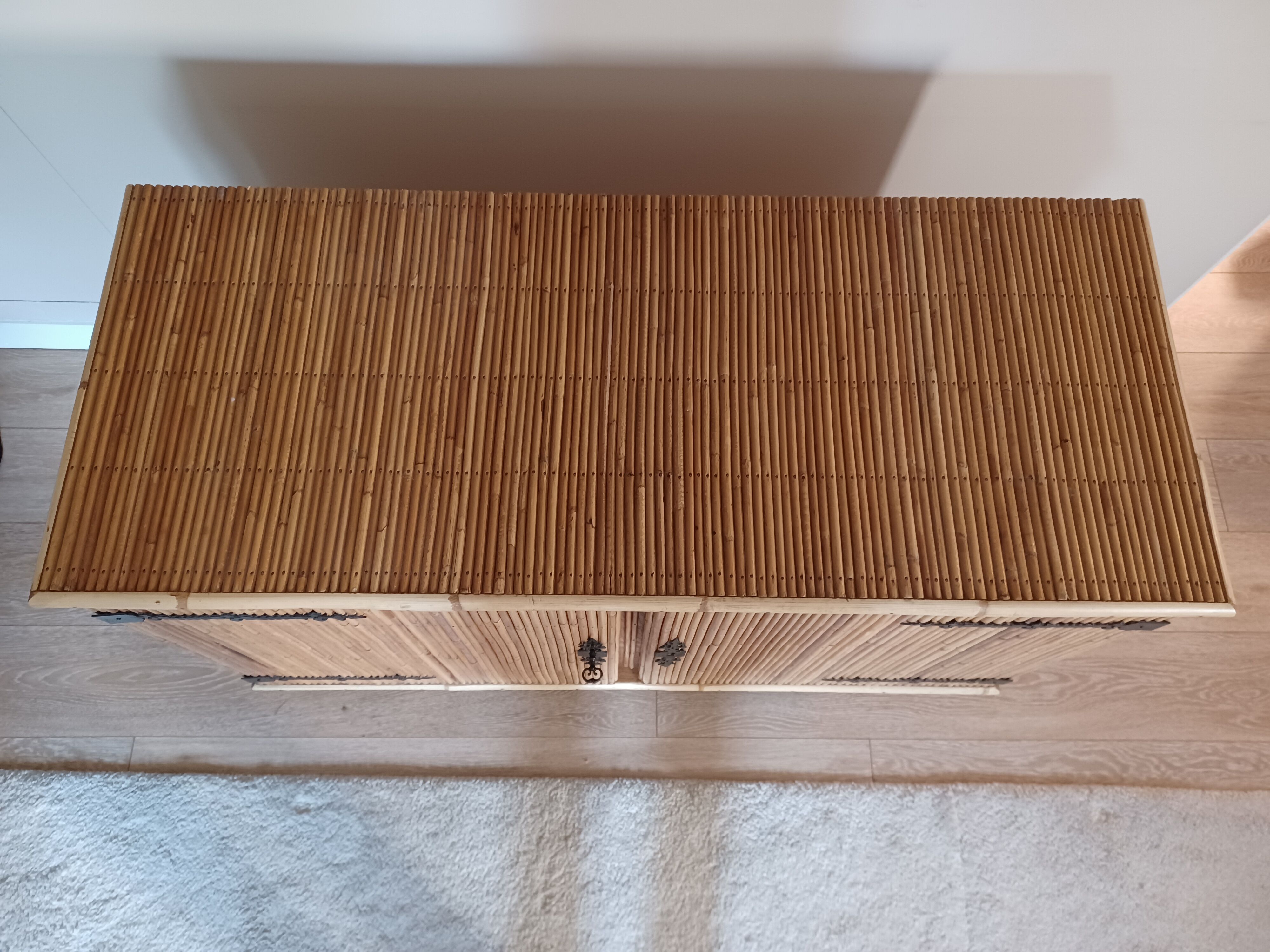 Buffet in rattan and vintage split bamboo