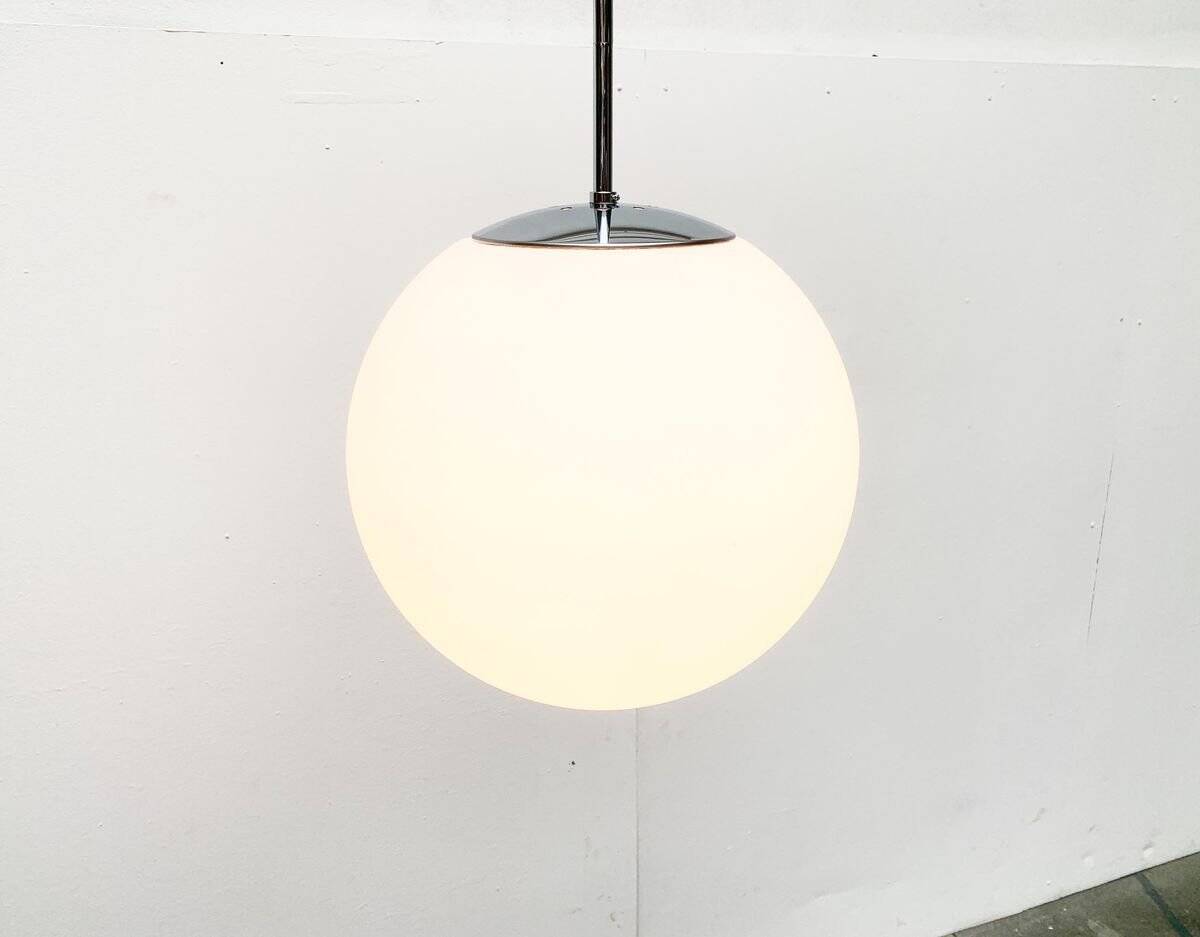 Vintage glass ball pendant lamp in German space style by Limburg.
