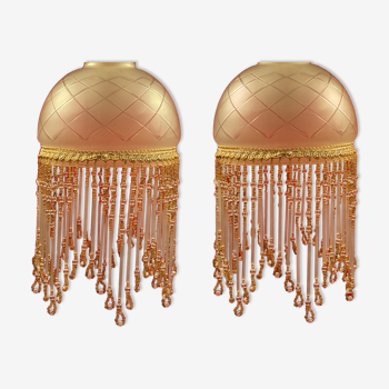 Pair lampshade ceiling lampamp garland of pearls