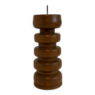 Vintage Modernist Wooden Tall Candle Holder