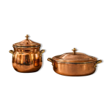 Antique solid tin-plated copper set – French manufacture – Gaillard