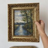 Framed old painting landscape 34X28 cm