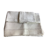 Old linen sheet & its 3 pillowcases