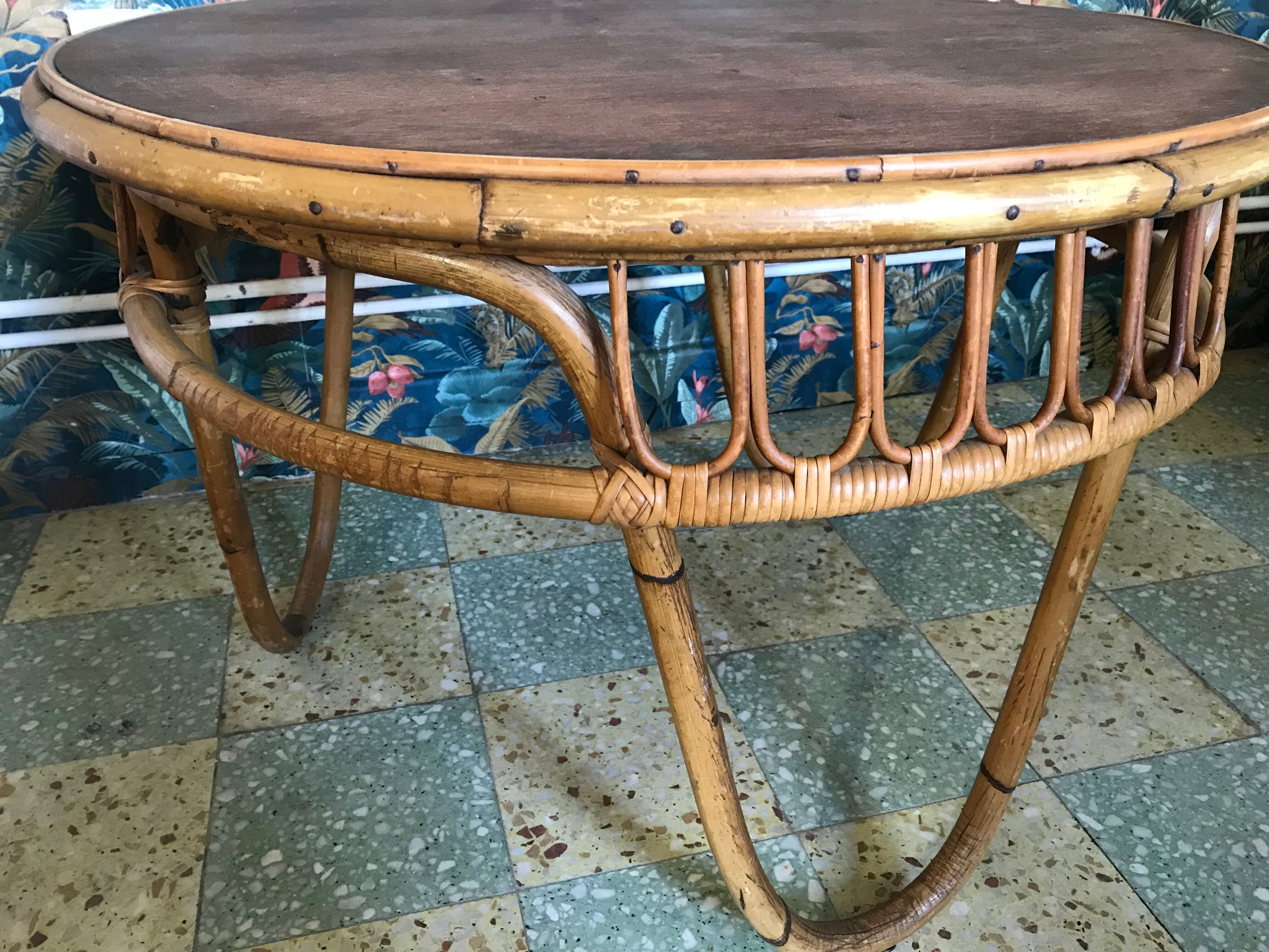 Vintage rattan coffee table