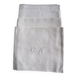 4 large antique damask napkins, monogrammed