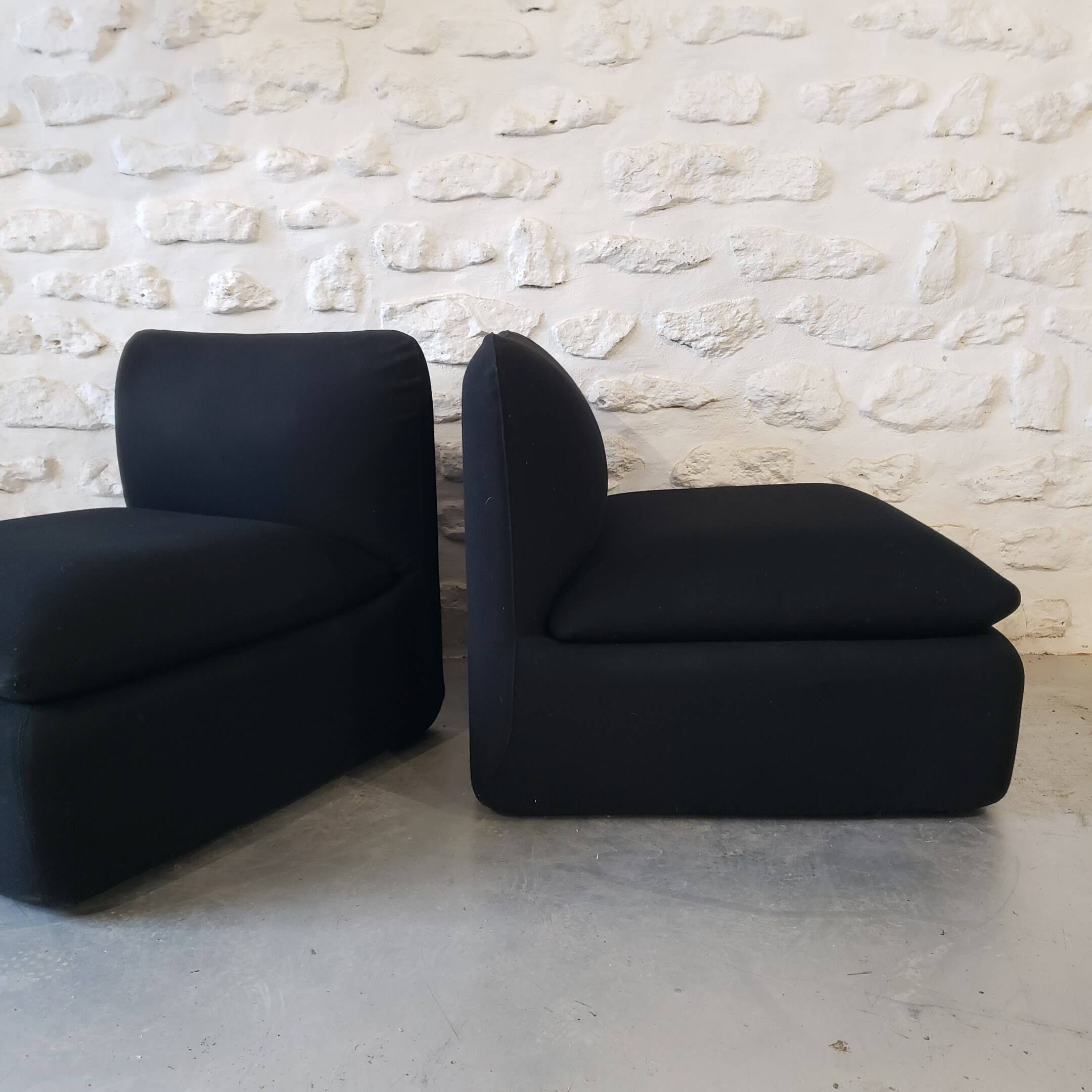 Pair of vintage black armchairs