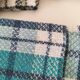 Set of 12 vintage checkered napkins – Red and turquoise