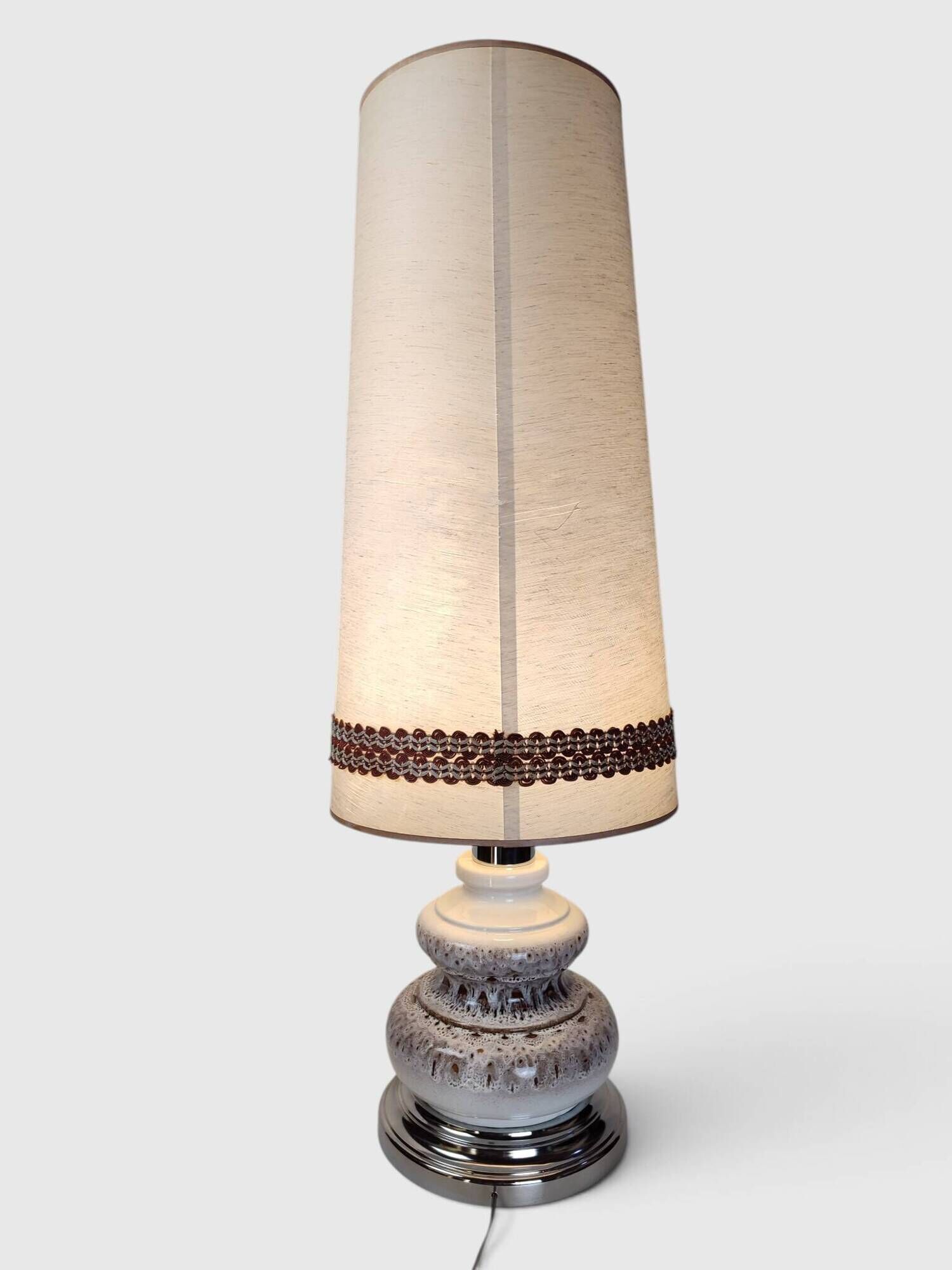 Large Vintage Ceramic "Fat Lava" and Chrome Floor Lamp, 1970s