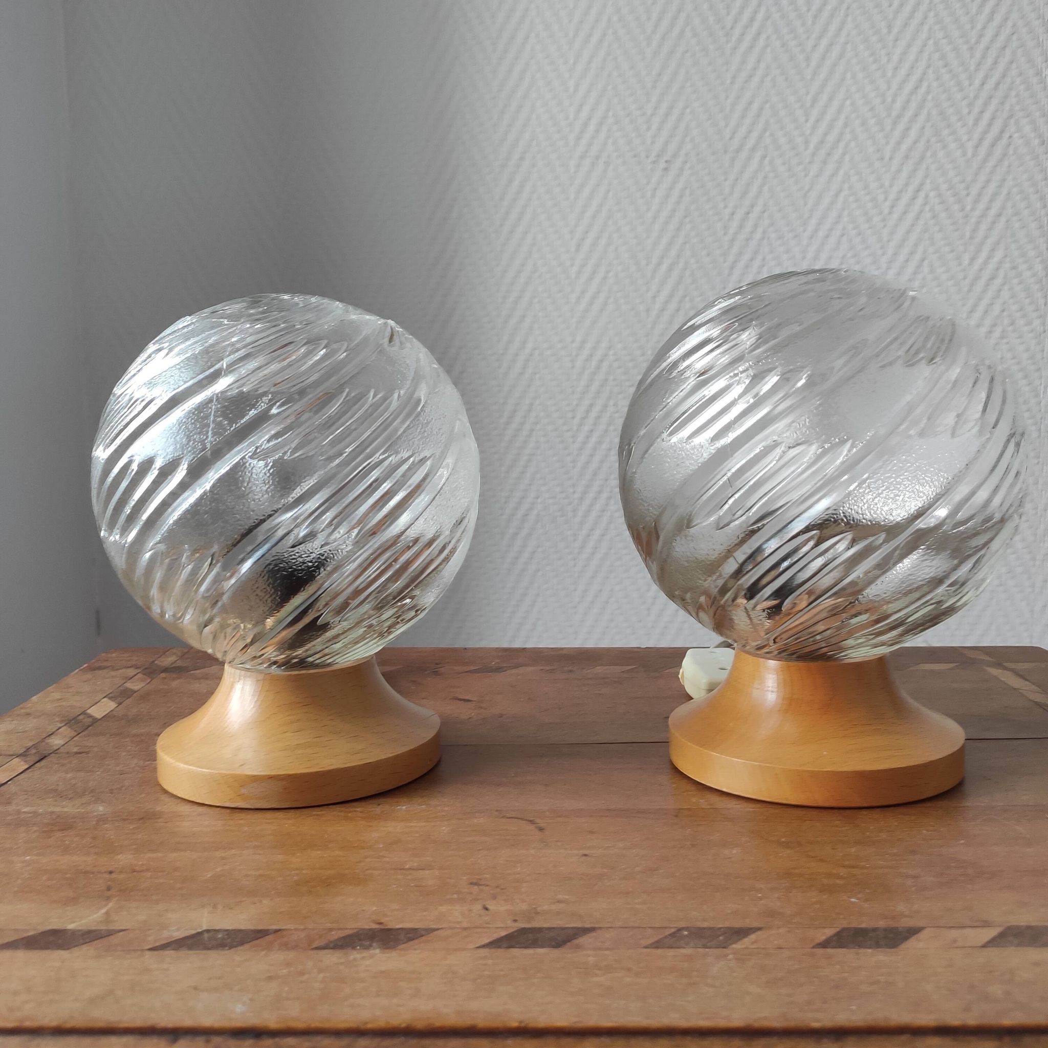 Pair of vintage 1990s globe lamps