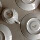 Six tasses et sous tasses en porcelaine blanche de Couleuvre des années 60-70