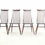 Set of eight vintage Ercol elm & beech Goldsmiths dining chairs mid century