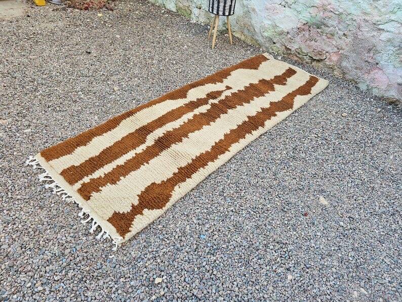 Handmade Beni Ouraine hallway rug, size 75 x 300 cm